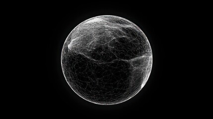 Abstract sci-fi sphere with particles. Technology network connection on world. Futuristic illustration. Global digital connections ai. 3D wireframe geometric sphere. 3D rendering