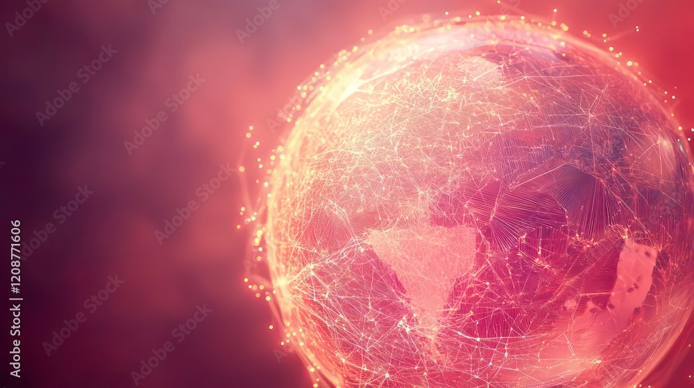 Poster abstract sci-fi sphere with particles. technology network connection on world. futuristic illustrati