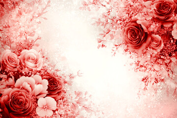 A red flower bouquet with white background. The flowers are roses and they are arranged in a way that they look like they are floating. The background is white and it gives a sense of calmness