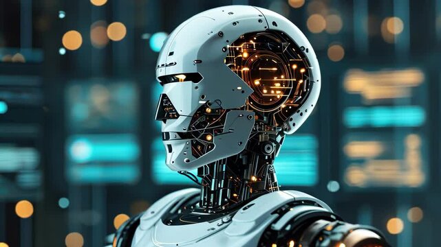 Futuristic robot design with intricate circuitry details