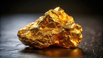 Closeup of a large shiny gold nugget, gold, nugget, shiny, valuable, treasure, closeup, texture, precious, metal, shiny