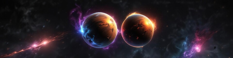 Obraz premium Colorful, glowing orb floating in space on a black backdrop, vibrant, cosmos