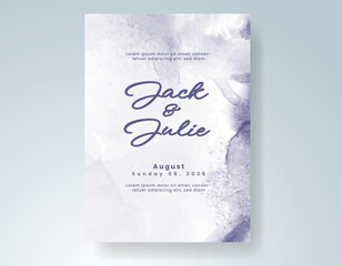 Wedding card invitation template with hand painted watercolor splash