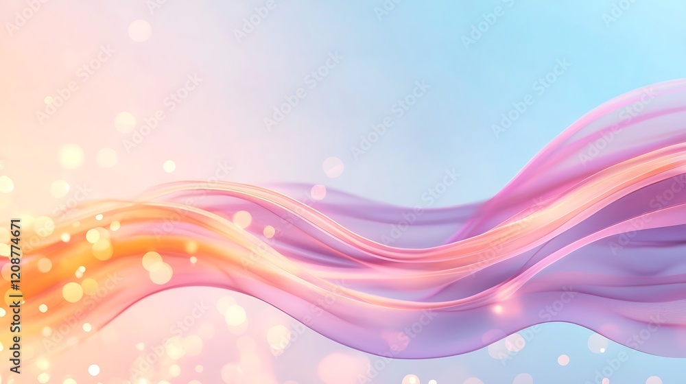 Poster pastel colors in motion flowing abstract waves in a soft digital art environment