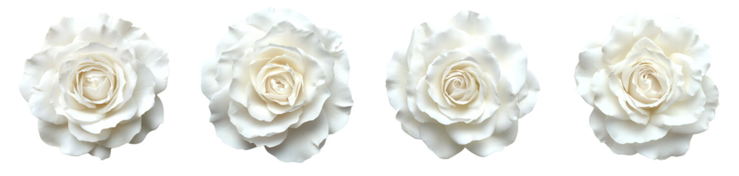 white rose collection on transparent background