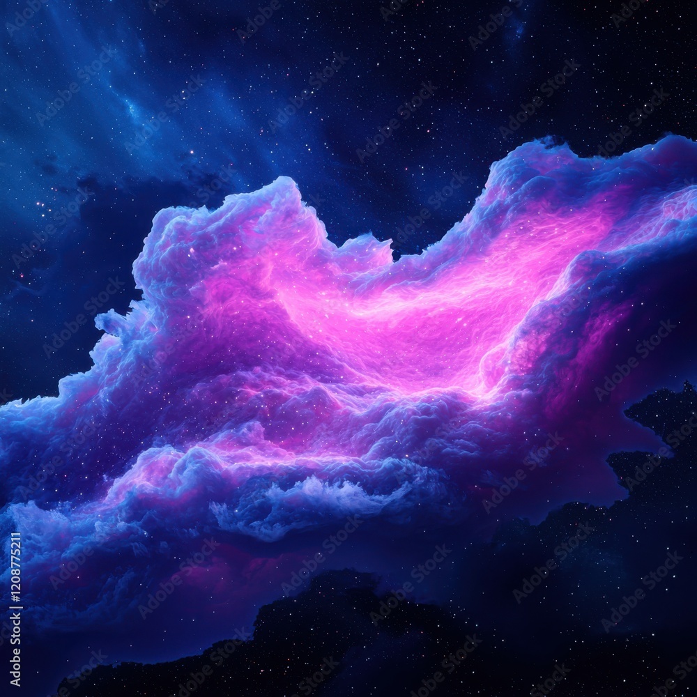 Aufkleber dynamic nebula textures cosmic space digital art stellar environment side angle view vivid color dep