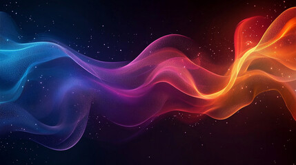 A grainy gradient banner design with a flowing blend of red, purple, and blue glowing colors against a dark backdrop symbolizing chaos and energy, evoking dynamic motion and abstract intensity

