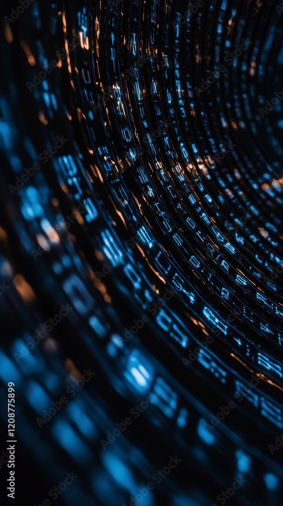 Poster abstract digital data stream cyberspace tunnel ai generated futuristic technology backg