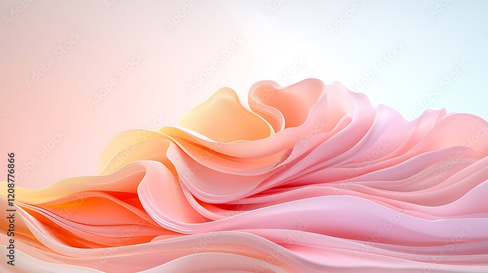 Poster digital art abstract soft light environment with colorful pastel waves and artistic view