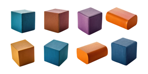 Colorful geometric shapes on transparent background