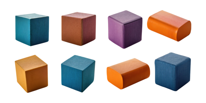 Colorful geometric shapes on transparent background