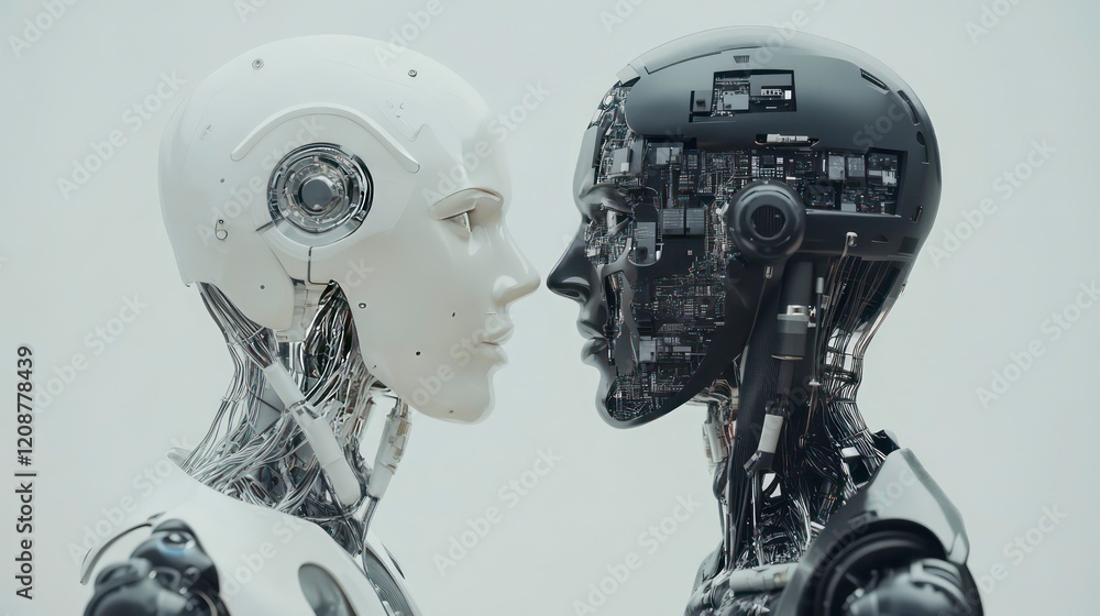 Aufkleber artificial intelligence and neural network innovation, futuristic tech and robotic learning systems