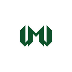 letter mw simple geometric linked logo vector