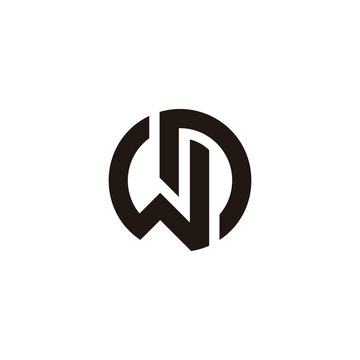 letter wd circles linear simple geometric logo vector