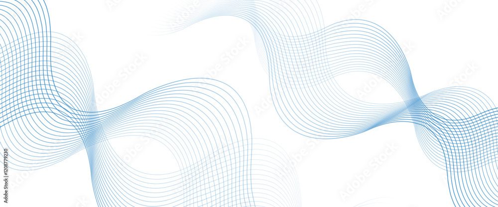 Poster vector abstract background with blue wave of flowing lines digital futuristic waves and lines on a w