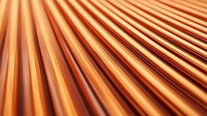 Close up of copper wires with shiny, metallic texture