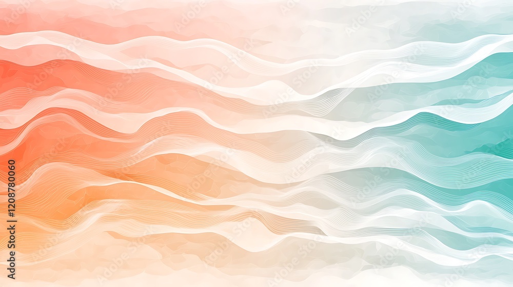 Poster abstract background with pastel color waves digital art soft gradient modern artistic design