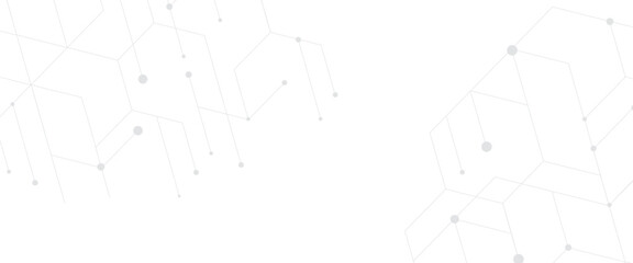 Vector modern technology banner template texture with gray lines and dots.