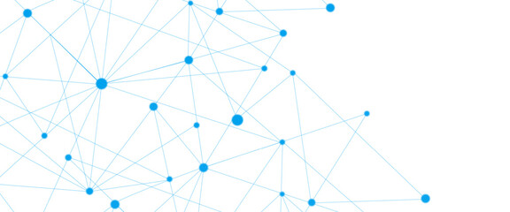 Vector abstract background with blue lines and dots with banner design, illustration technology with geometric background