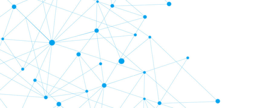 Vector abstract background with blue lines and dots with banner design, illustration technology with geometric background