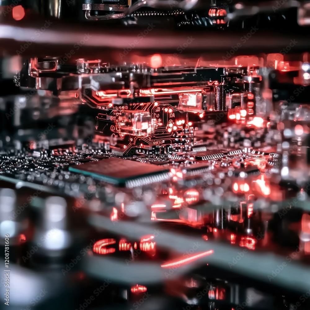 Poster Close up Microchip Circuit Board  Technology  Electronics  Computer Hardware  Digital  Inn