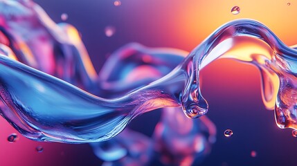 Abstract Colorful Liquid Swirls and Droplets