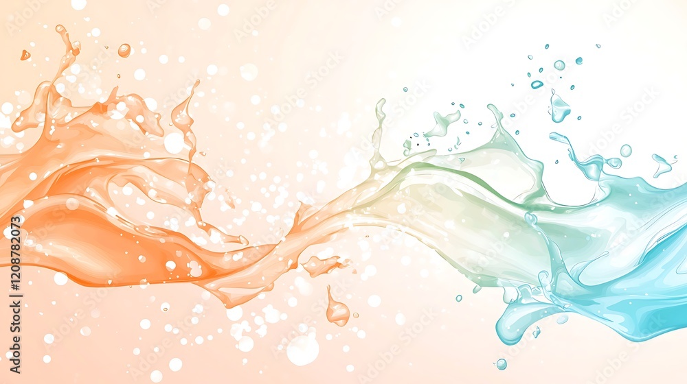Poster dynamic abstract background with pastel color splashes digital art fluid motion creative space
