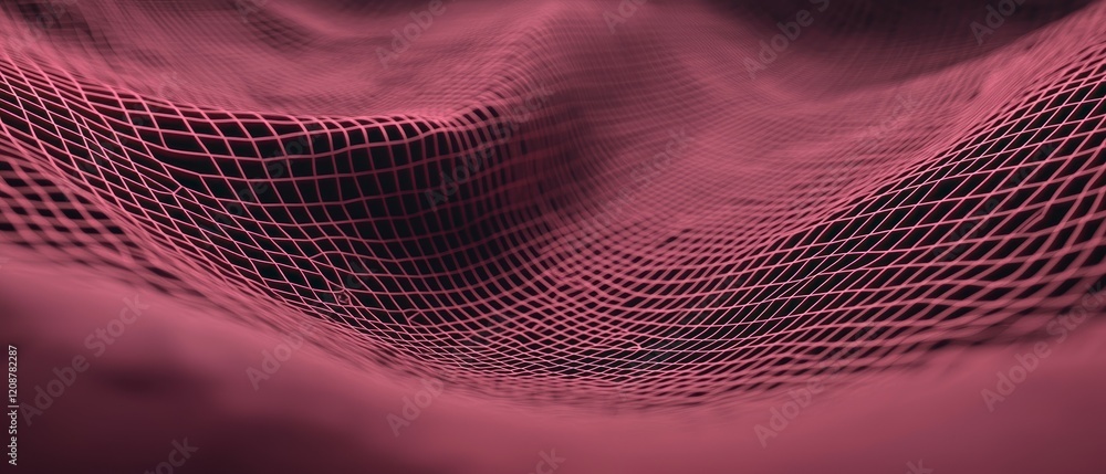 Poster abstract pink grid pattern 3d render wave background technology digital art