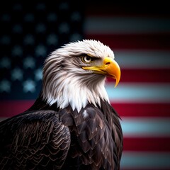 Obraz premium Majestic Bald Eagle American Flag Patriotism Bird Wildlife
