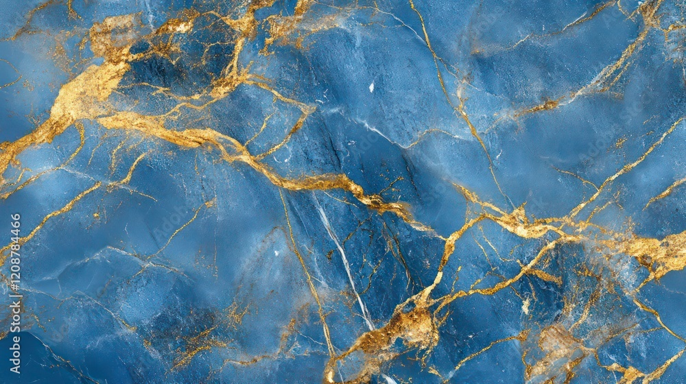 Aufkleber blue and gold marble texture with natural pattern, abstract background design with high resolution