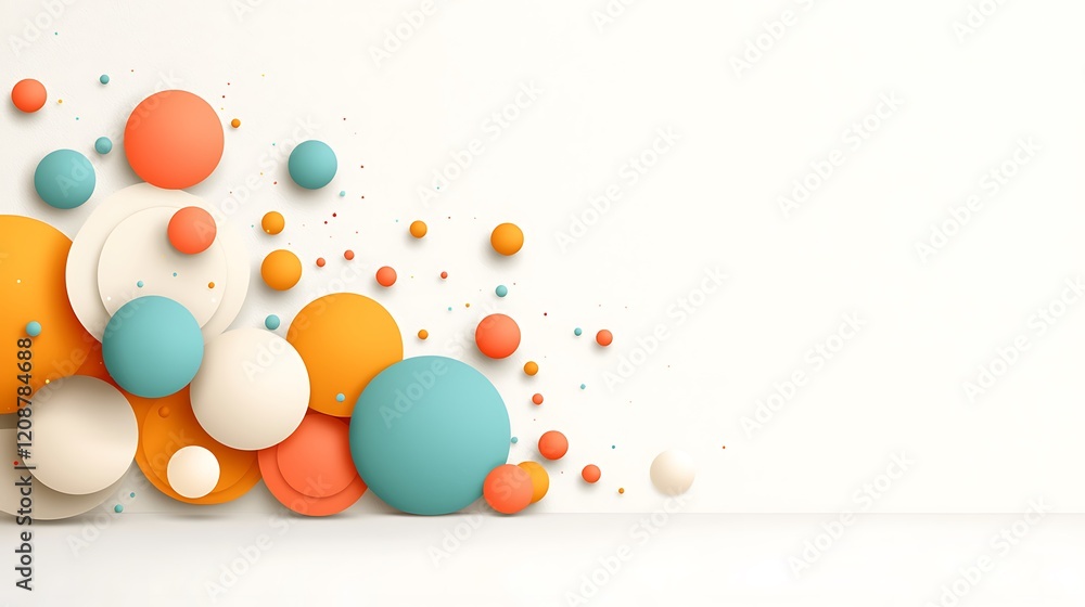 Poster minimalist artistic design colorful pastel background with circular abstract elements