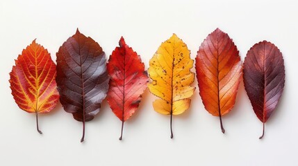 Autumn Leaf Arrangement on White Background