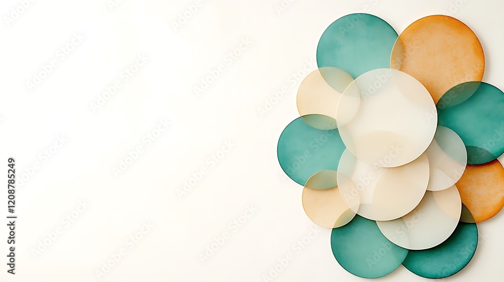 Poster minimalist design abstract background with soft pastel circular shapes in modern art style