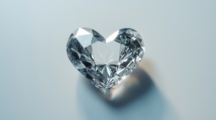Fototapeta premium A heart-shaped diamond with intricate cuts, shimmering on a plain white background.