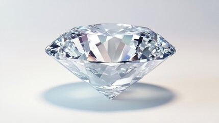 A perfectly cut round brilliant diamond, emphasizing its clarity and brilliance, on a white background.