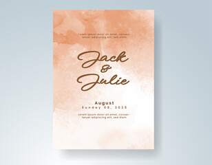 Wedding card invitation template with hand painted watercolor splash