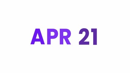 21st April calendar icon animation. Alpha matte with transparent background 4K resolution.