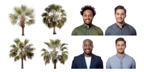 Diverse Portraits with Palm Trees in Background