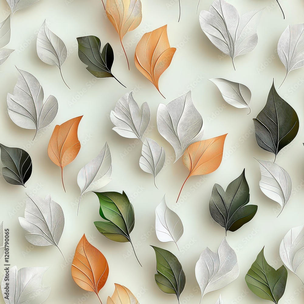 Aufkleber colorful leaves on light background creating an elegant nature inspired texture for background use