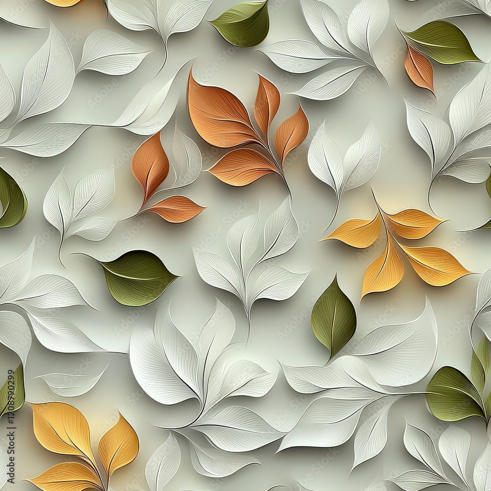 Poster elegant leaf patterns in soft colors for elegant background and design inspiration