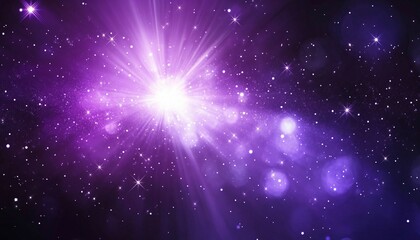 Radiant Light Explodes Across Purple Starry Night Sky