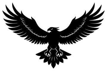 Obraz premium Detailed Eagle Silhouette in Mid-Flight with Outstretched Wings