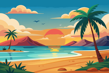  A sunrise morning vector art illustration