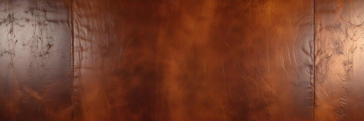 Distressed brown leather wall hanging with scratches and scuffs, scuffed hanging, antique art, rough finish