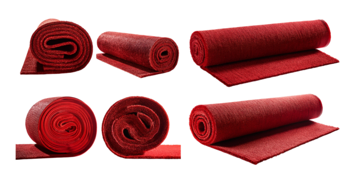 Red Textured Fabric Rolls on a ,PNG set collection, isolated on transparent background