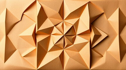 Abstract Geometric Origami Pattern in Warm Beige Tones