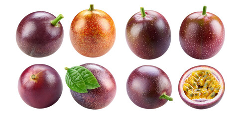 Fresh Passion Fruits, PNG set collection, isolated on transparent background