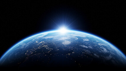A cerulean dawn, showcasing the Earth as seen from outer space