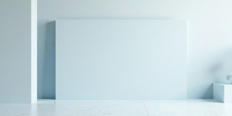 Obraz premium Minimalist Pale Blue Room Interior Design Mockup with Blank Wall Space and Subtle Geometric Accents