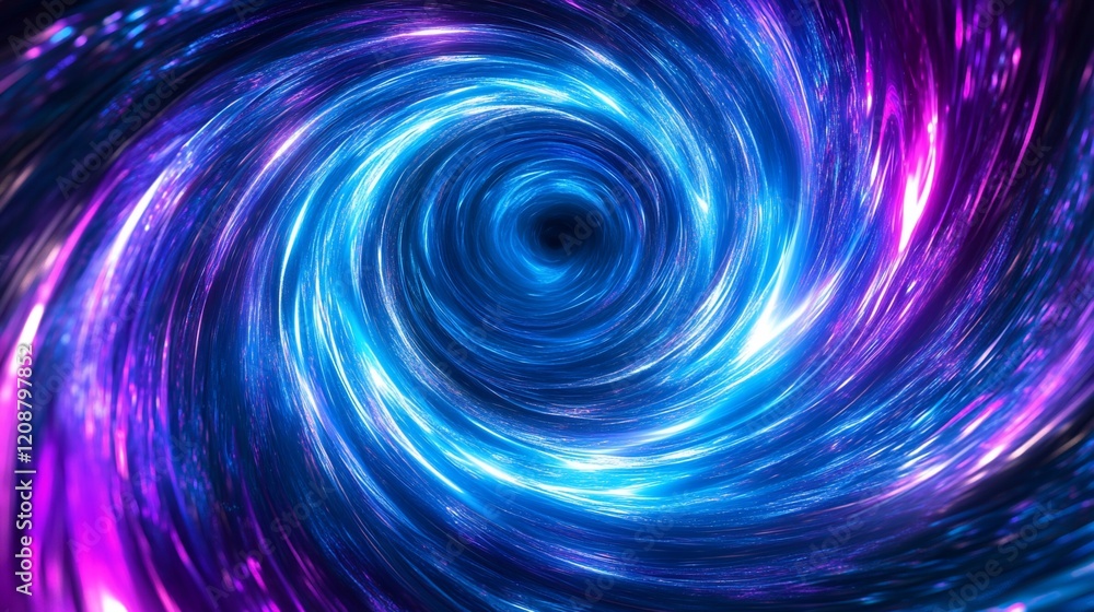 Poster abstract swirling vortex of blue and purple light creating a mesmerizing and dynamic optical effect
